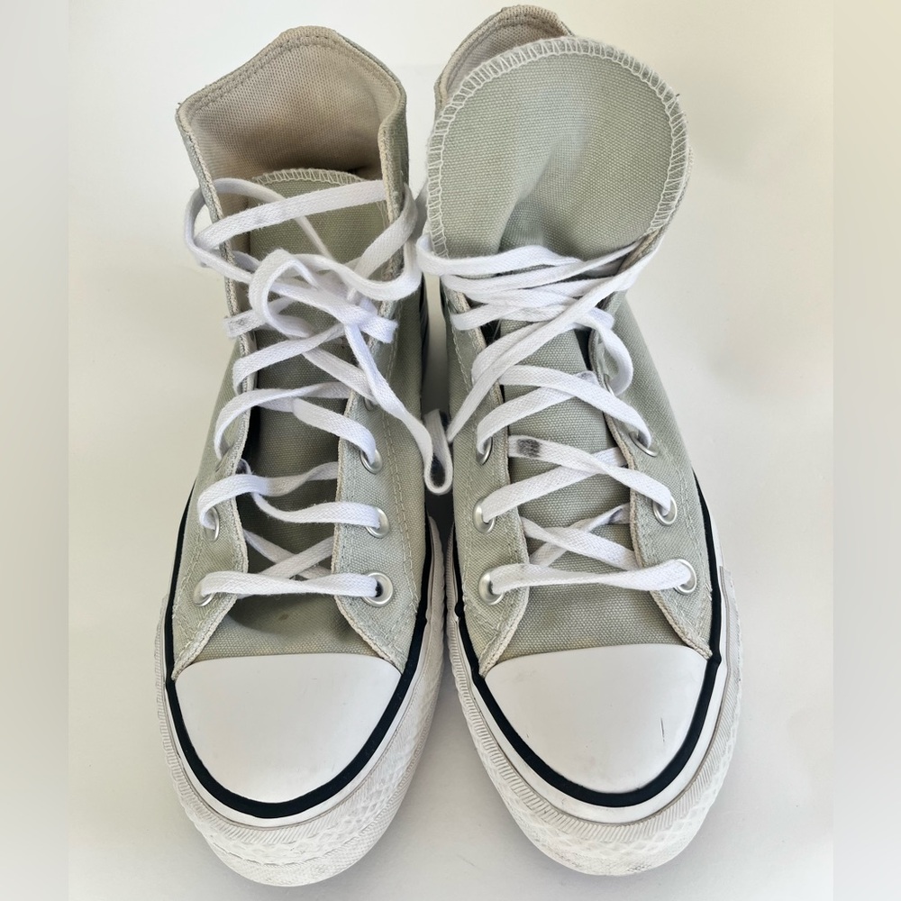 Converse High-Top Canvas Sneakers in Light Gray and White
